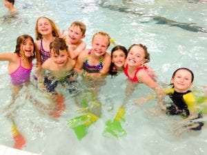 kids having fun in pool in recreational swim