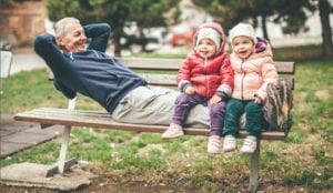 Grandpa & kids playing outside
