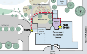 map from parking lot to the pool doors