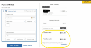 split payment checkout screen