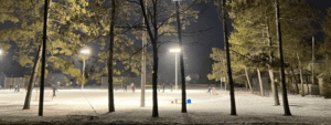 Mckellar park rink at night under the lights