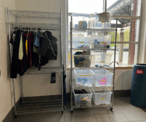 lost and found rack and bins