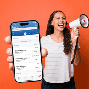girl holding a mobile phone and megaphone