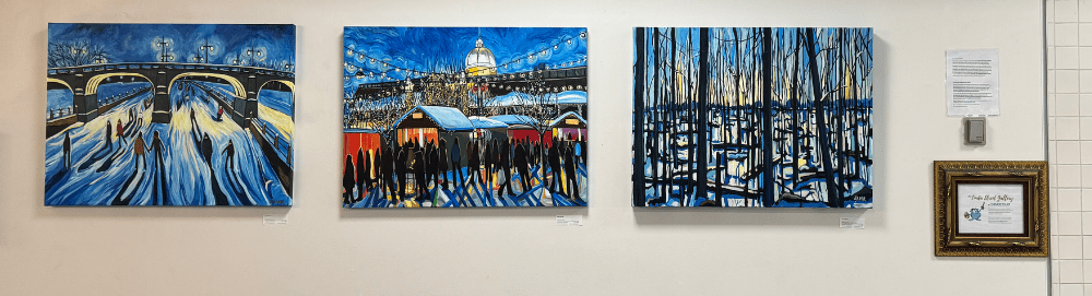 colourful winter paintings by Jess Fleury