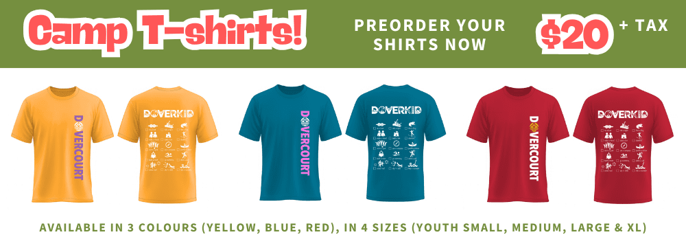Camp Tshirts! preorder your shirts now, $20 + tax. Available in red, blue & yellow in 4 youth sizes.